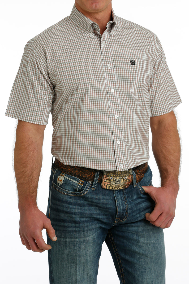 Load image into Gallery viewer, Cinch Mens Short Sleeve Plaid Shirt - White
