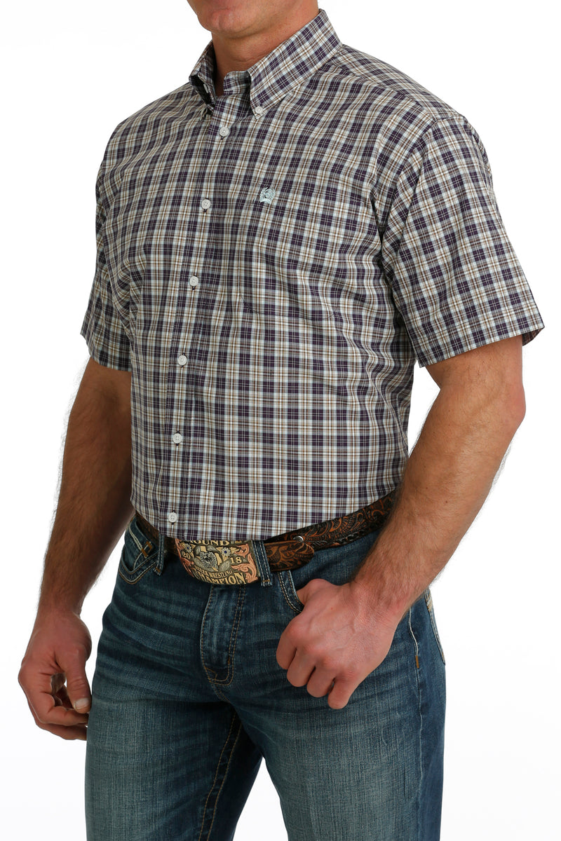 Load image into Gallery viewer, Cinch Mens Short Sleeve Plaid Shirt - Purple

