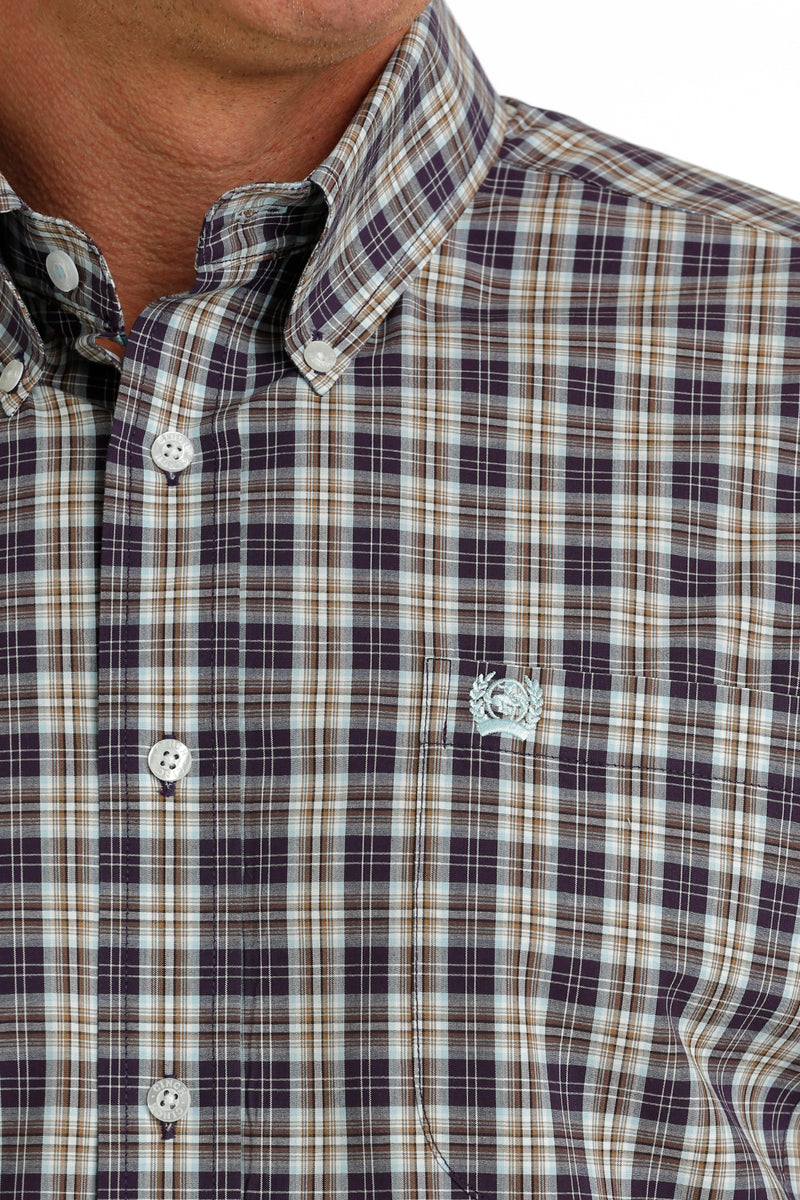 Load image into Gallery viewer, Cinch Mens Short Sleeve Plaid Shirt - Purple
