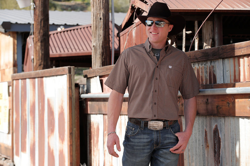Load image into Gallery viewer, Cinch Mens Short Sleeve Print Shirt - Brown
