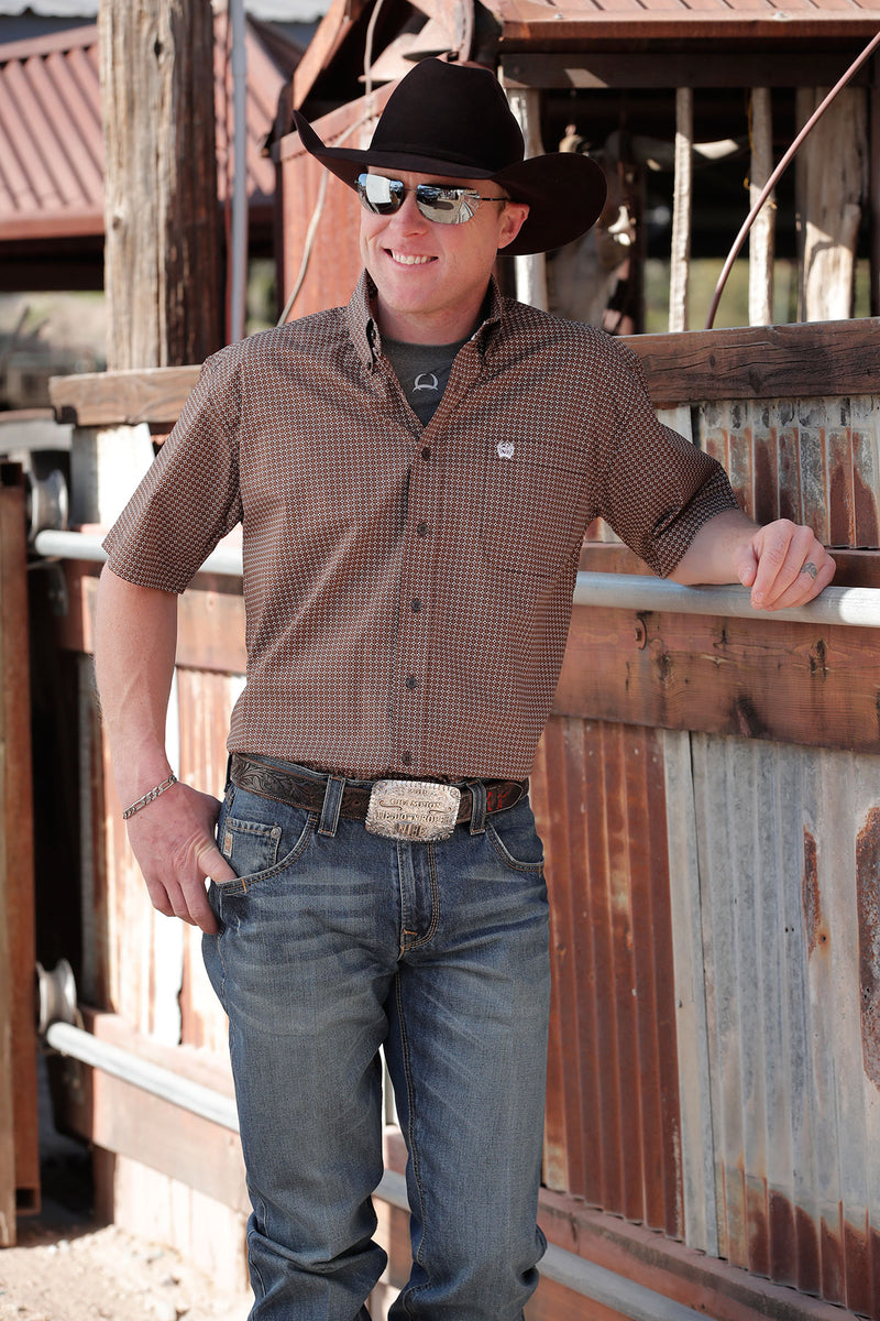 Load image into Gallery viewer, Cinch Mens Short Sleeve Print Shirt - Brown
