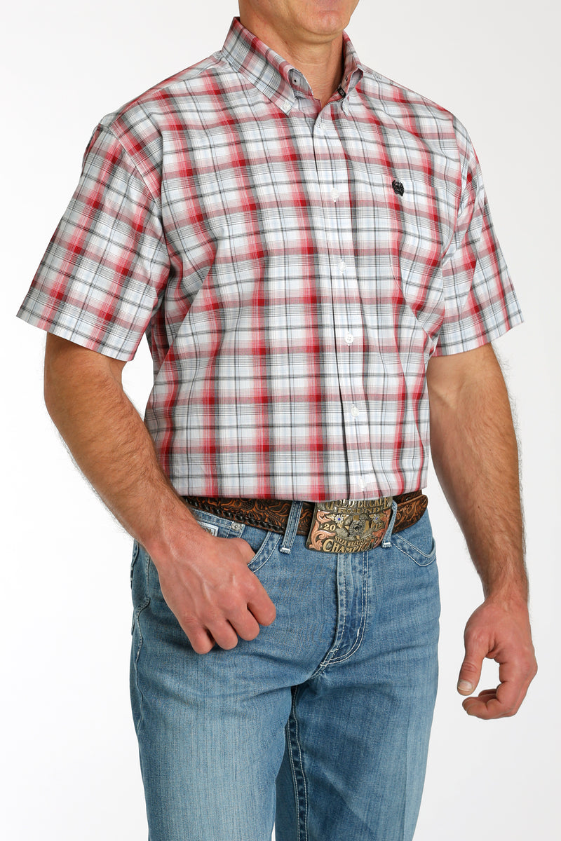 Load image into Gallery viewer, Cinch Mens Short Sleeve Plaid Shirt - White
