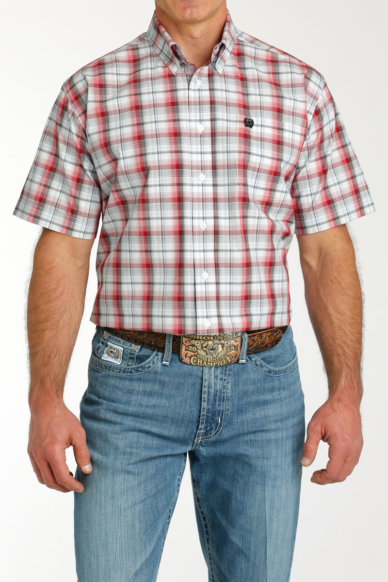 Load image into Gallery viewer, Cinch Mens Short Sleeve Plaid Shirt - White
