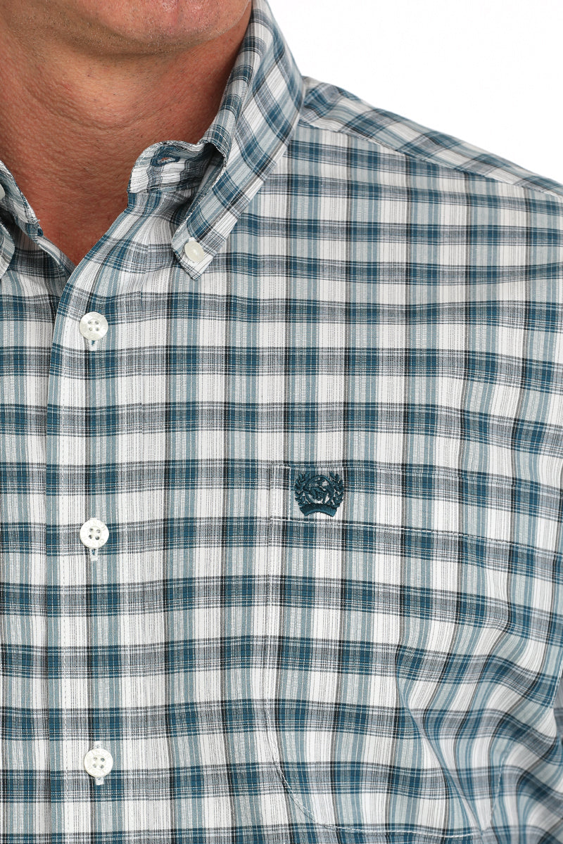 Load image into Gallery viewer, Cinch Mens Short Sleeve Plaid Print Shirt - Cream
