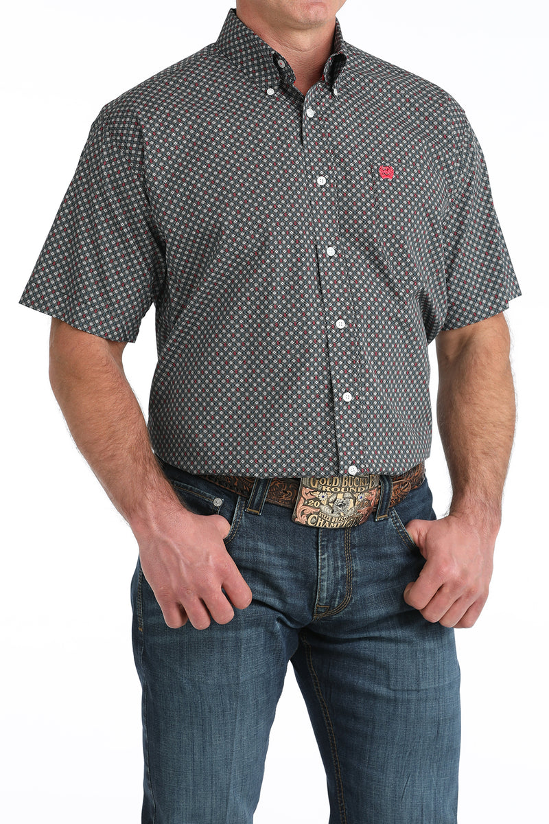 Load image into Gallery viewer, Cinch Mens Short Sleeve Geometric Print Shirt - Black
