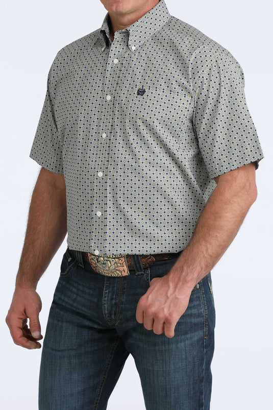 Cinch Mens Short Sleeve Medallion Print Shirt - Multi