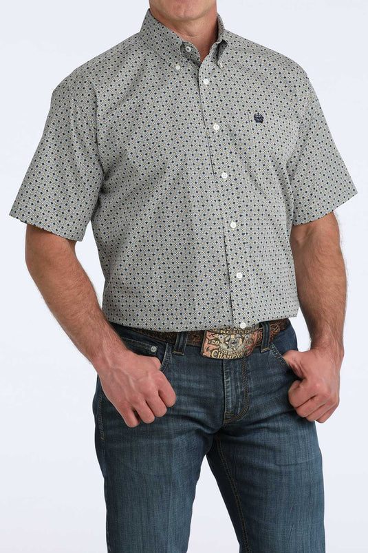 Cinch Mens Short Sleeve Medallion Print Shirt - Multi