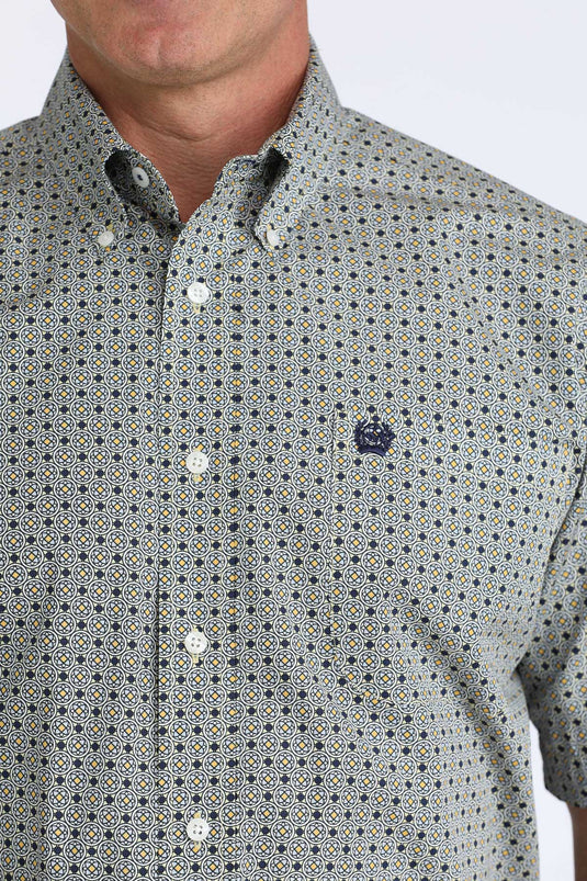 Cinch Mens Short Sleeve Medallion Print Shirt - Multi