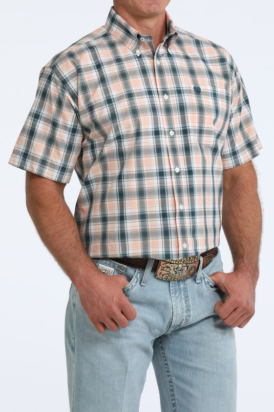 Cinch Mens Short Sleeve Plaid Shirt - Corral