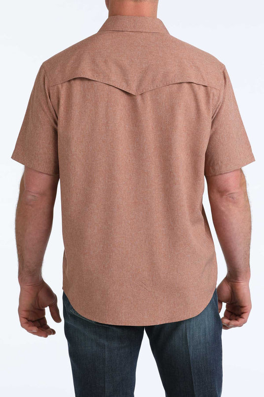 Cinch Mens Short Sleeve Print Camp Shirt - Brown