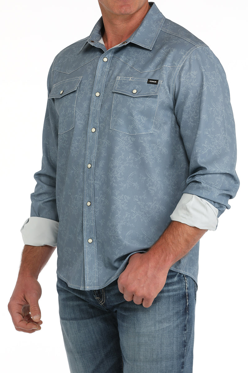 Load image into Gallery viewer, Cinch Mens ARENAFLEX Long Sleeve Snap Camp Shirt - Blue
