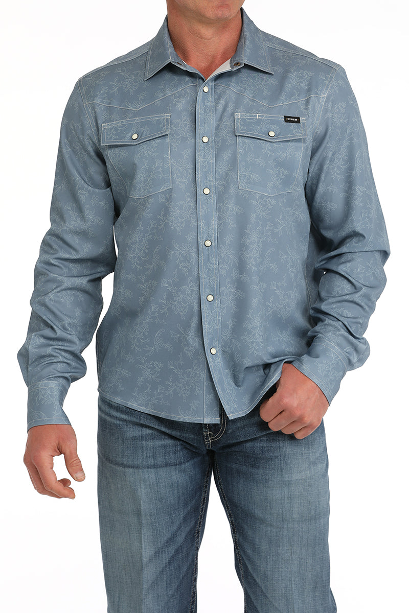 Load image into Gallery viewer, Cinch Mens ARENAFLEX Long Sleeve Snap Camp Shirt - Blue
