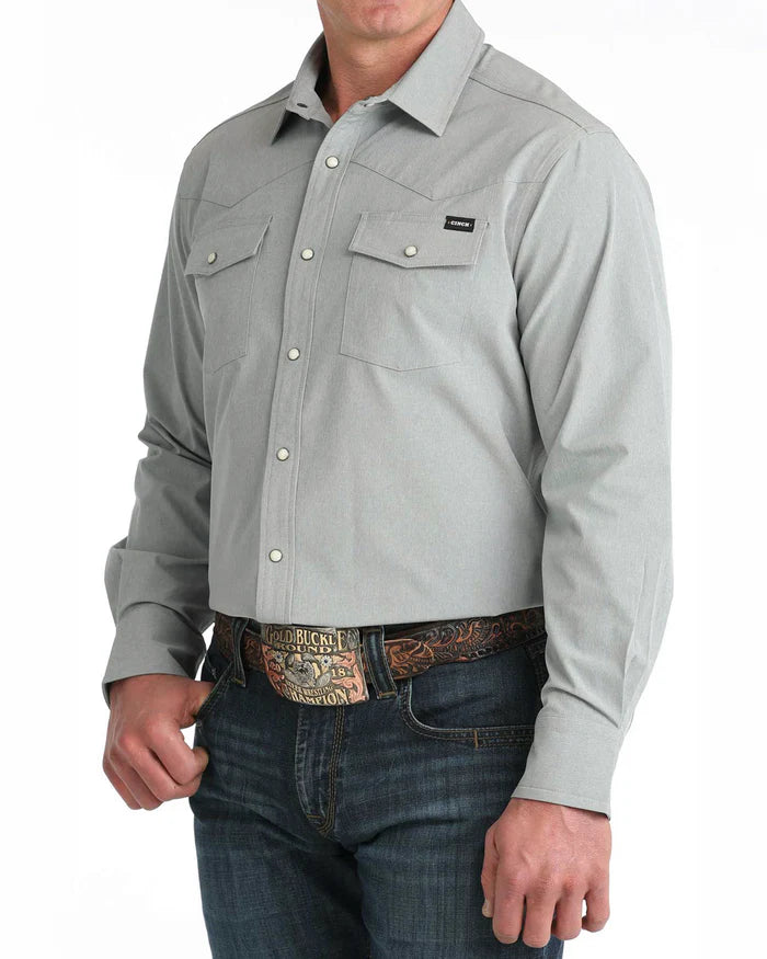 Load image into Gallery viewer, Cinch Mens Long Sleeve Snap Stretch Ripstop Camp Shirt - Gray
