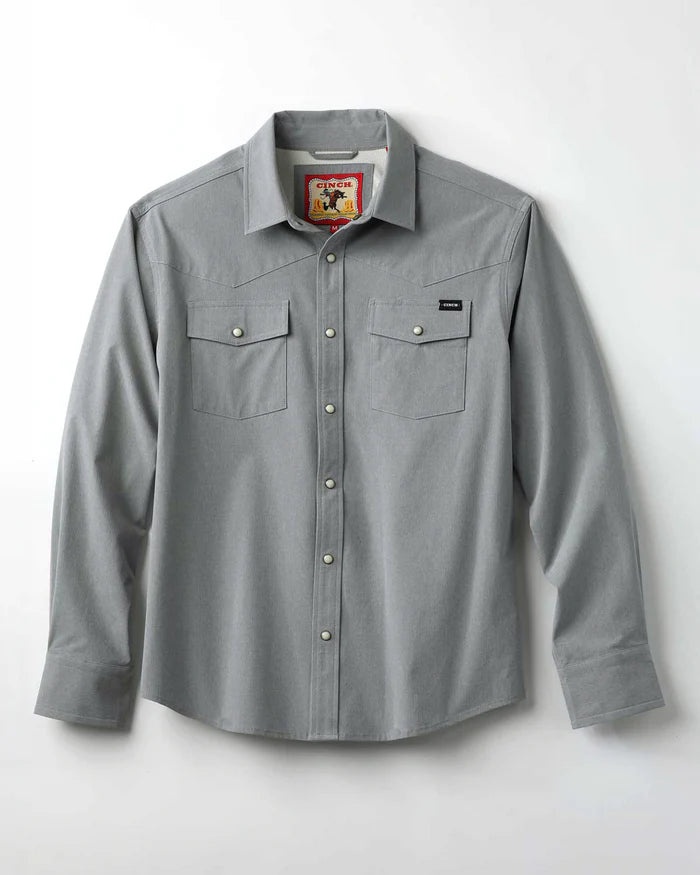 Load image into Gallery viewer, Cinch Mens Long Sleeve Snap Stretch Ripstop Camp Shirt - Gray
