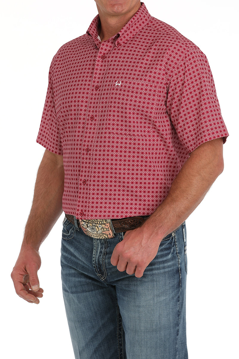 Load image into Gallery viewer, Cinch Mens ARENAFLEX Short Sleeve Medallion Print Shirt - Pink
