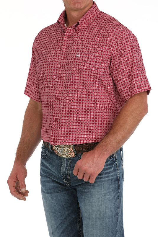 Cinch Mens ARENAFLEX Short Sleeve Medallion Print Shirt - Pink