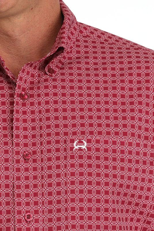 Cinch Mens ARENAFLEX Short Sleeve Medallion Print Shirt - Pink