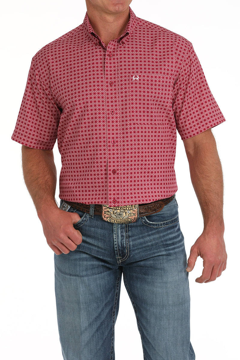 Load image into Gallery viewer, Cinch Mens ARENAFLEX Short Sleeve Medallion Print Shirt - Pink
