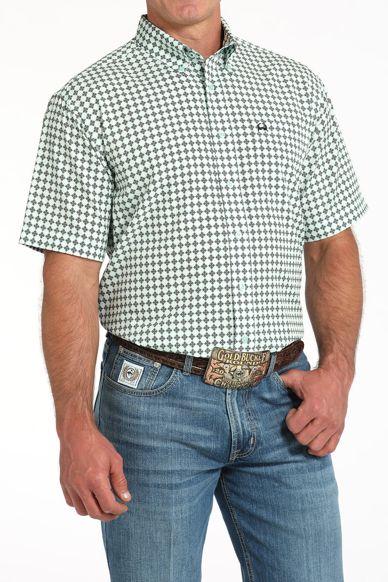 Load image into Gallery viewer, Cinch Mens ARENAFLEX Short Sleeve Print Shirt -Light Green
