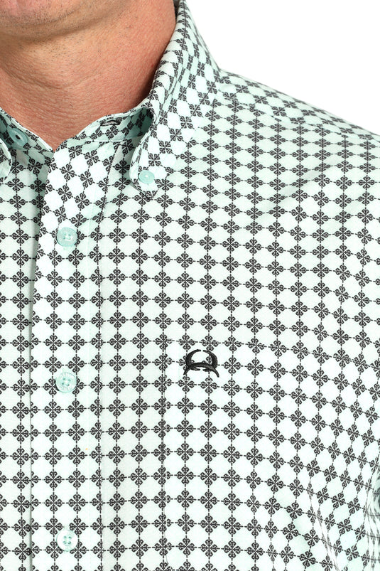 Cinch Mens ARENAFLEX Short Sleeve Print Shirt -Light Green