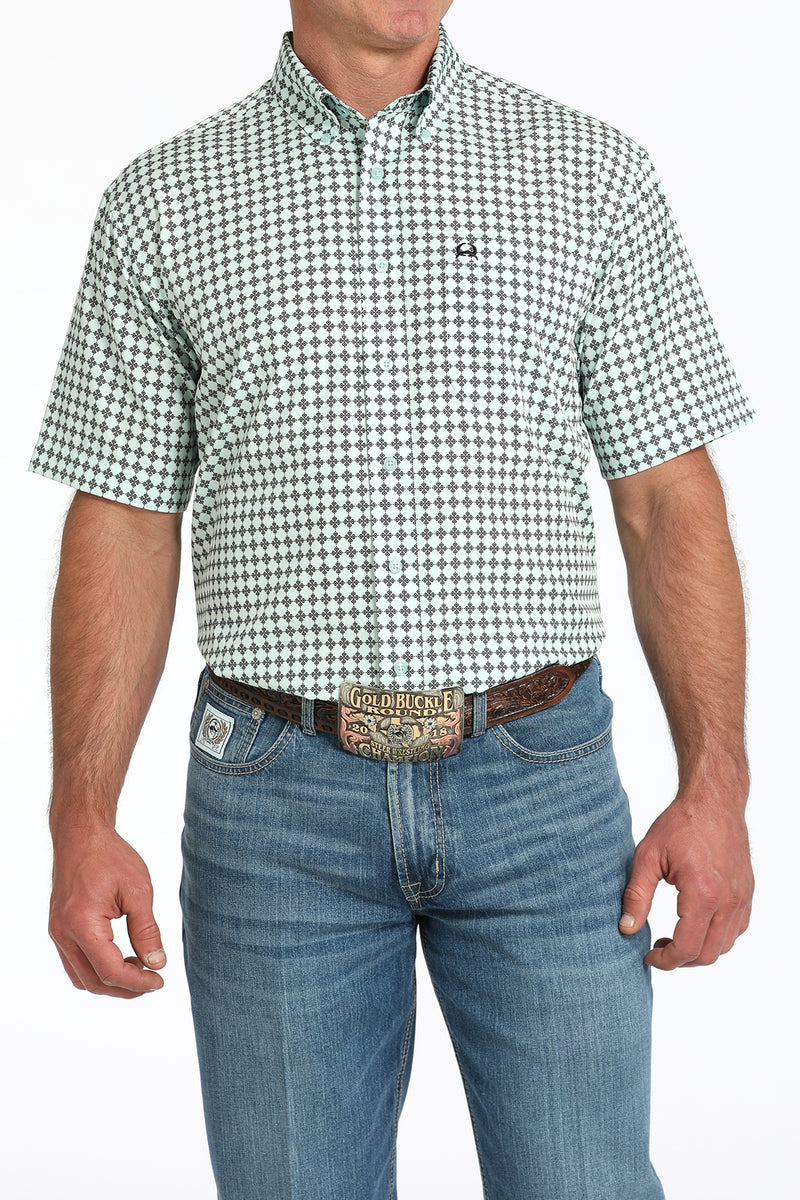 Load image into Gallery viewer, Cinch Mens ARENAFLEX Short Sleeve Print Shirt -Light Green
