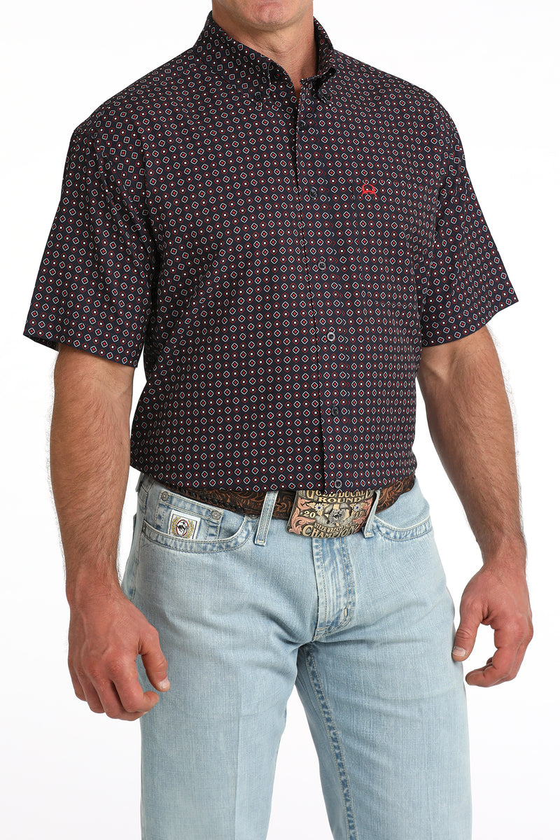 Load image into Gallery viewer, Cinch Mens ARENAFLEX Short Sleeve Print Shirt - Navy
