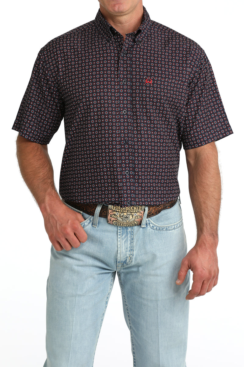 Load image into Gallery viewer, Cinch Mens ARENAFLEX Short Sleeve Print Shirt - Navy
