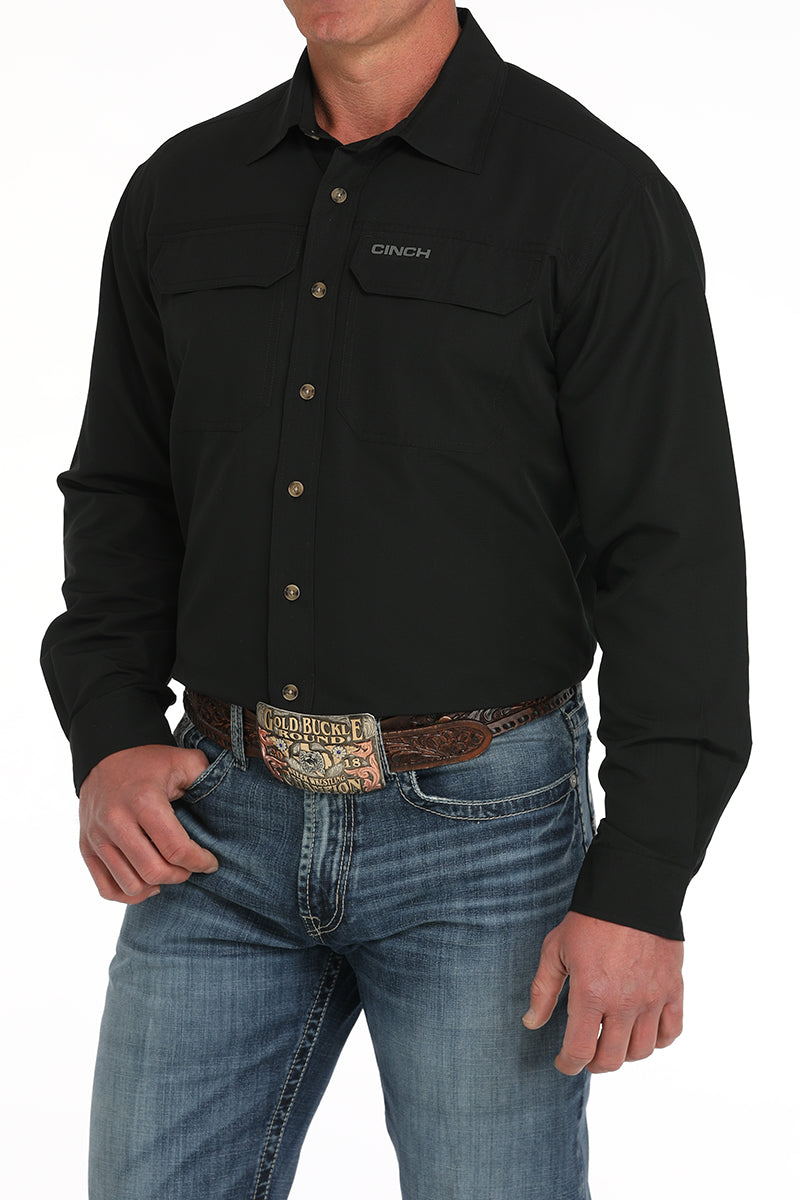 Load image into Gallery viewer, Cinch Mens ARENAFLEX Ripstop Long Sleeve Solid Shirt - Black
