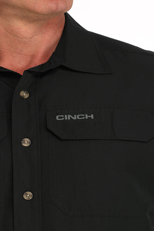 Cinch Mens ARENAFLEX Ripstop Long Sleeve Solid Shirt - Black