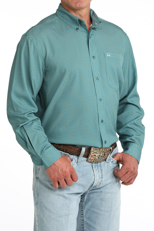 Cinch Mens ARENAFLEX Long Sleeve Print Shirt - Teal
