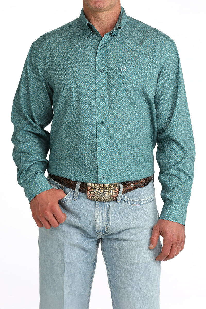 Load image into Gallery viewer, Cinch Mens ARENAFLEX Long Sleeve Print Shirt - Teal
