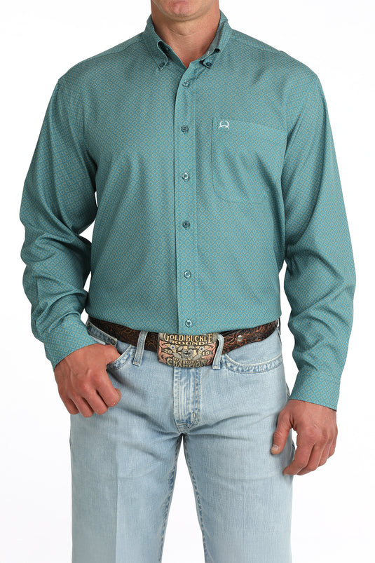 Cinch Mens ARENAFLEX Long Sleeve Print Shirt - Teal