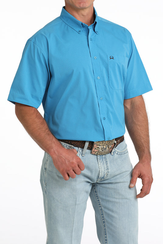 Cinch Mens ARENAFLEX Short Sleeve Solid Shirt - Blue