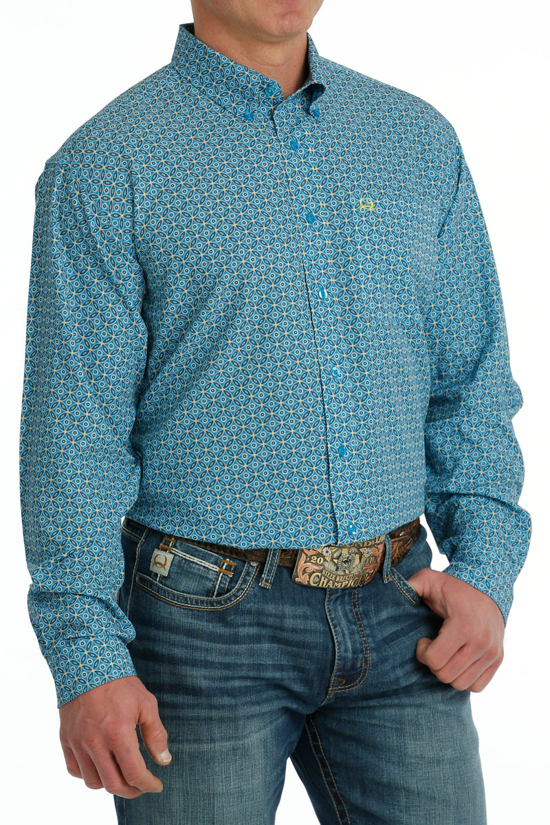 Load image into Gallery viewer, Cinch Mens ARENAFLEX Long Sleeve Print Shirt - Blue
