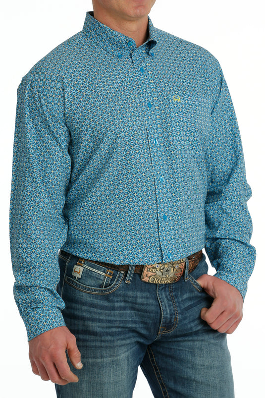 Cinch Mens ARENAFLEX Long Sleeve Print Shirt - Blue