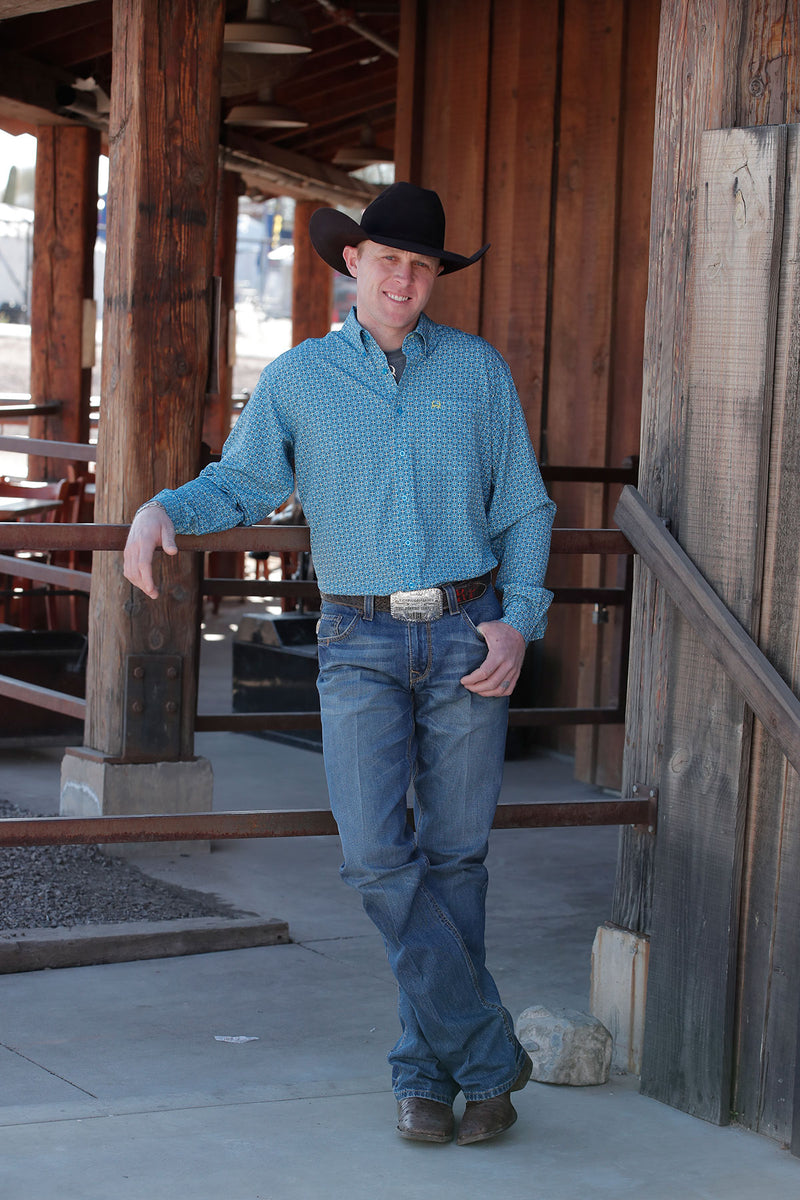 Load image into Gallery viewer, Cinch Mens ARENAFLEX Long Sleeve Print Shirt - Blue

