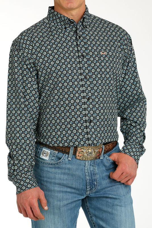 Cinch Mens ARENAFLEX Long Sleeve Print Shirt - Black