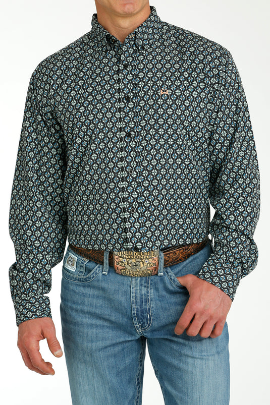 Cinch Mens ARENAFLEX Long Sleeve Print Shirt - Black