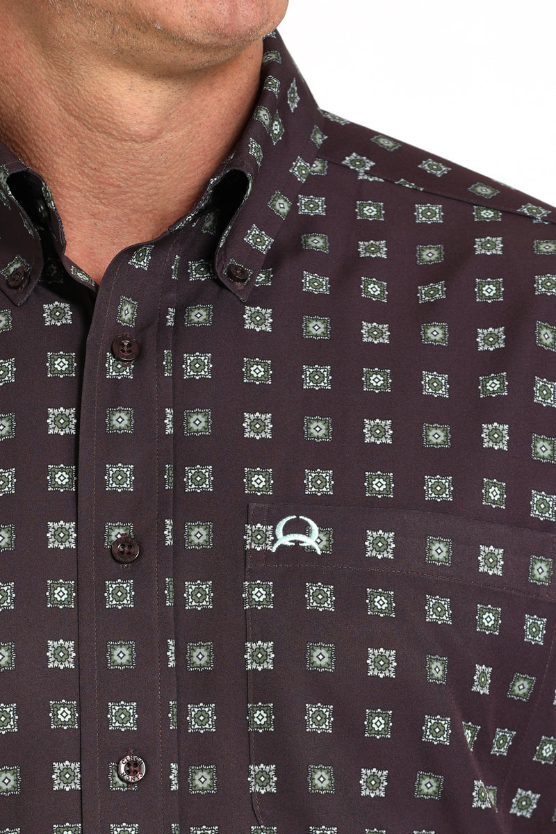 Load image into Gallery viewer, Cinch Mens ARENAFLEX Long Sleeve Geometric Print Shirt - Purple
