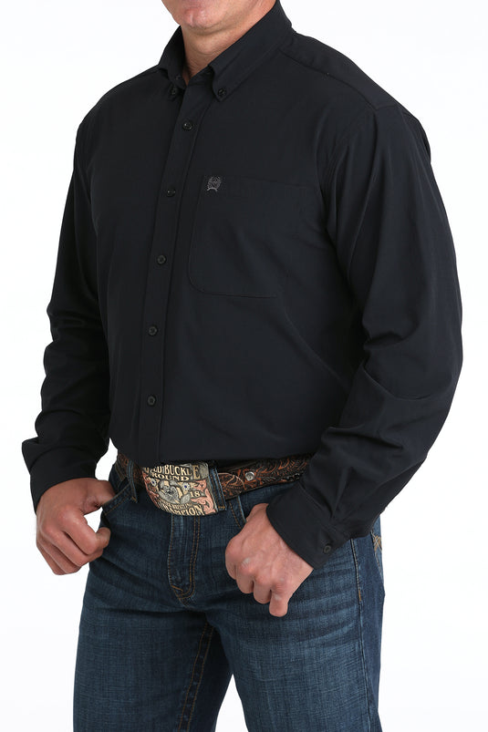 Cinch Mens ARENAFLEX Long Sleeve Solid Shirt - Black