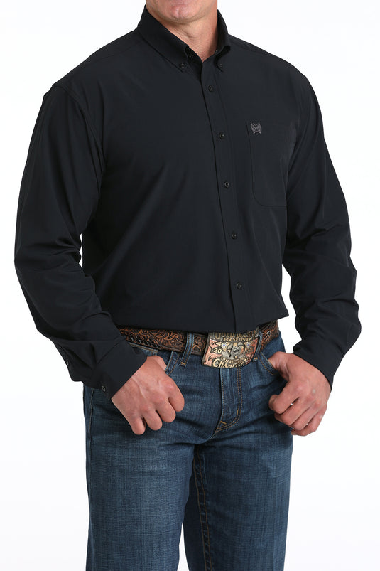 Cinch Mens ARENAFLEX Long Sleeve Solid Shirt - Black