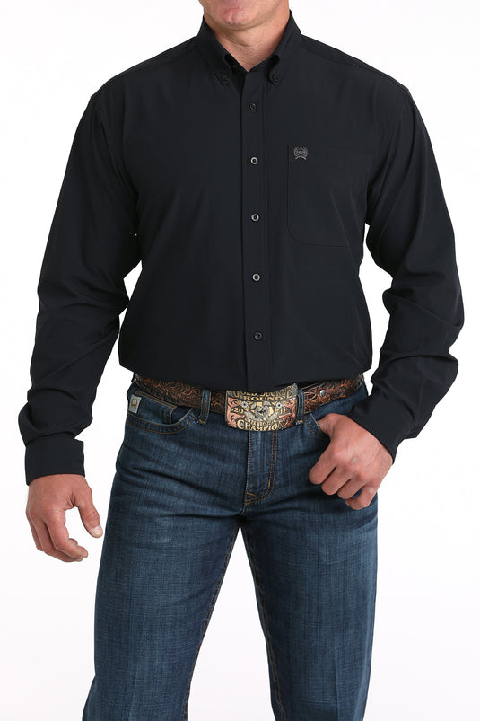 Cinch Mens ARENAFLEX Long Sleeve Solid Shirt - Black