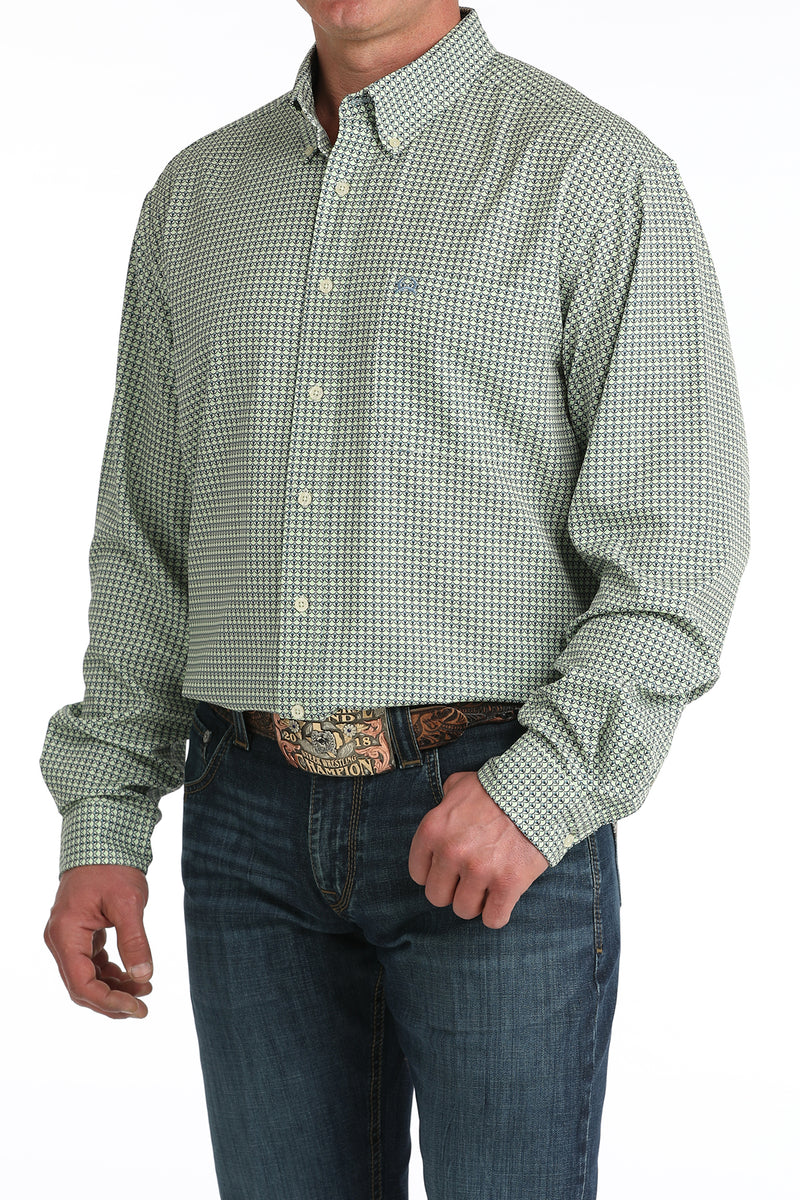 Load image into Gallery viewer, Cinch Mens ARENAFLEX Long Sleeve Geometric Print Shirt - Green
