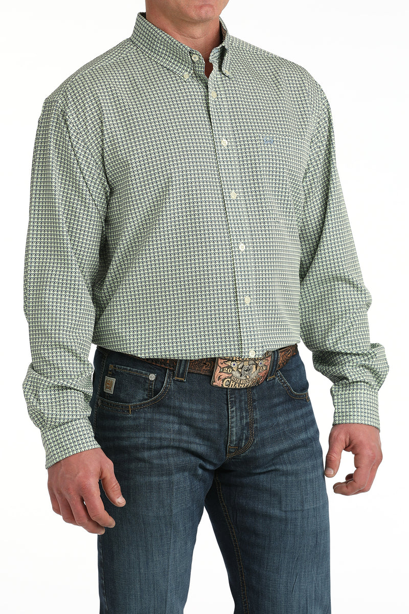 Load image into Gallery viewer, Cinch Mens ARENAFLEX Long Sleeve Geometric Print Shirt - Green
