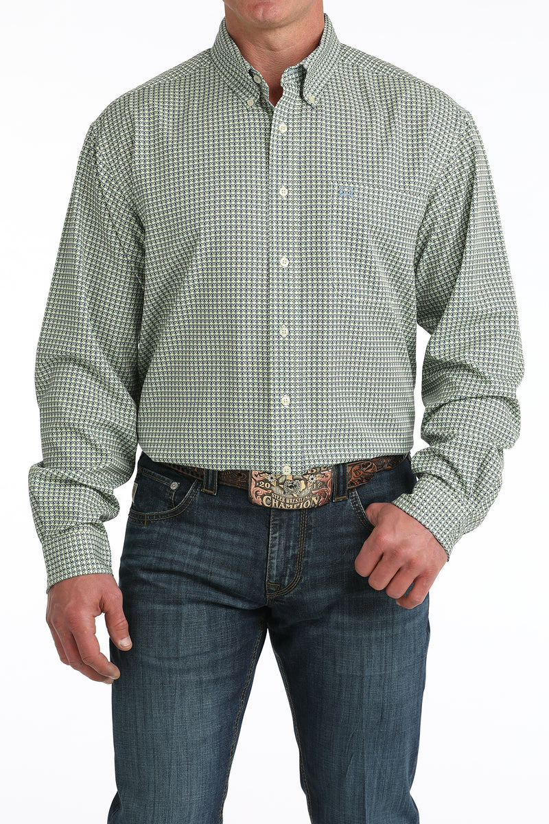 Load image into Gallery viewer, Cinch Mens ARENAFLEX Long Sleeve Geometric Print Shirt - Green
