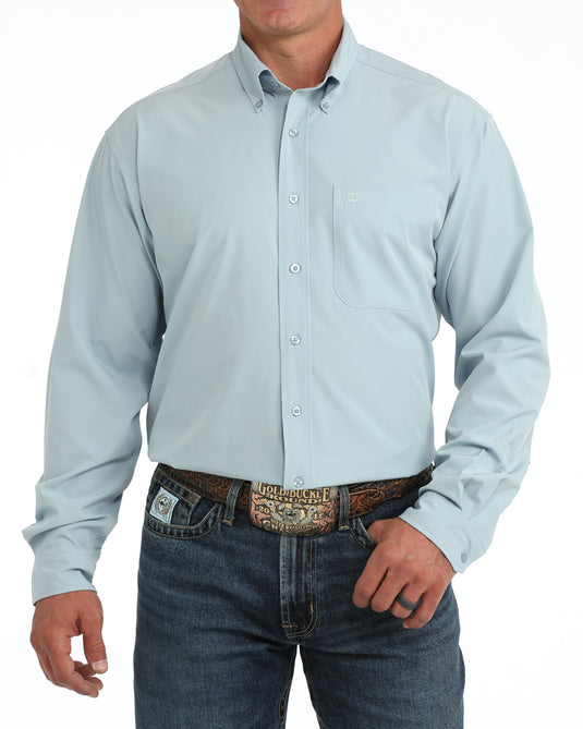 Cinch Mens ARENAFLEX Long Sleeve Solid Shirt - Light Blue