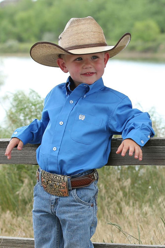Cinch Boys Long Sleeve Solid Shirt - Blue