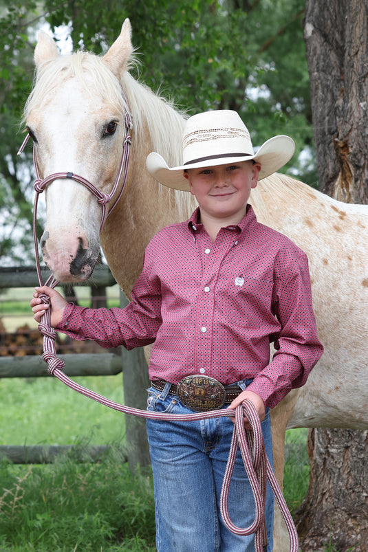 Cinch Boys Long Sleeve Print Shirt - Pink
