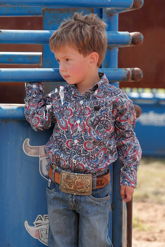 Cinch Toddler Long Sleeve Paisley Print Shirt - Multi