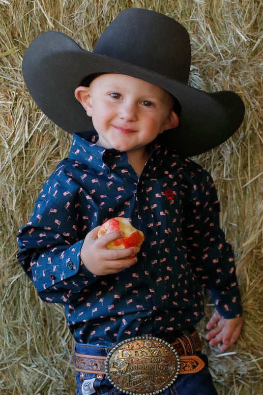 Cinch Toddler Long Sleeve Print Shirt - Navy
